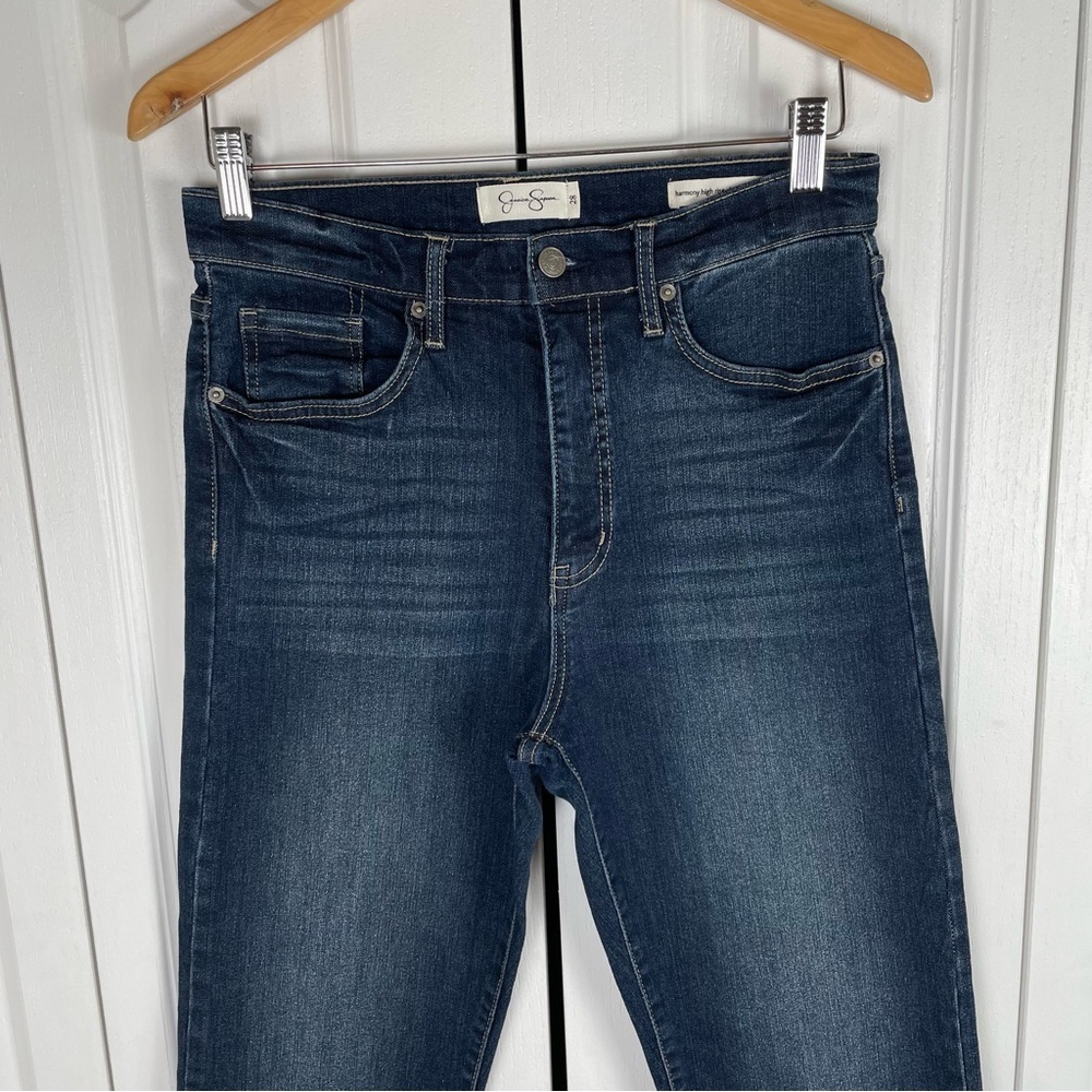 Jessica Simpson Harmony High Rise Slim Straight Jeans Women’s 28 Blue Dark Wash - Picture 2 of 16